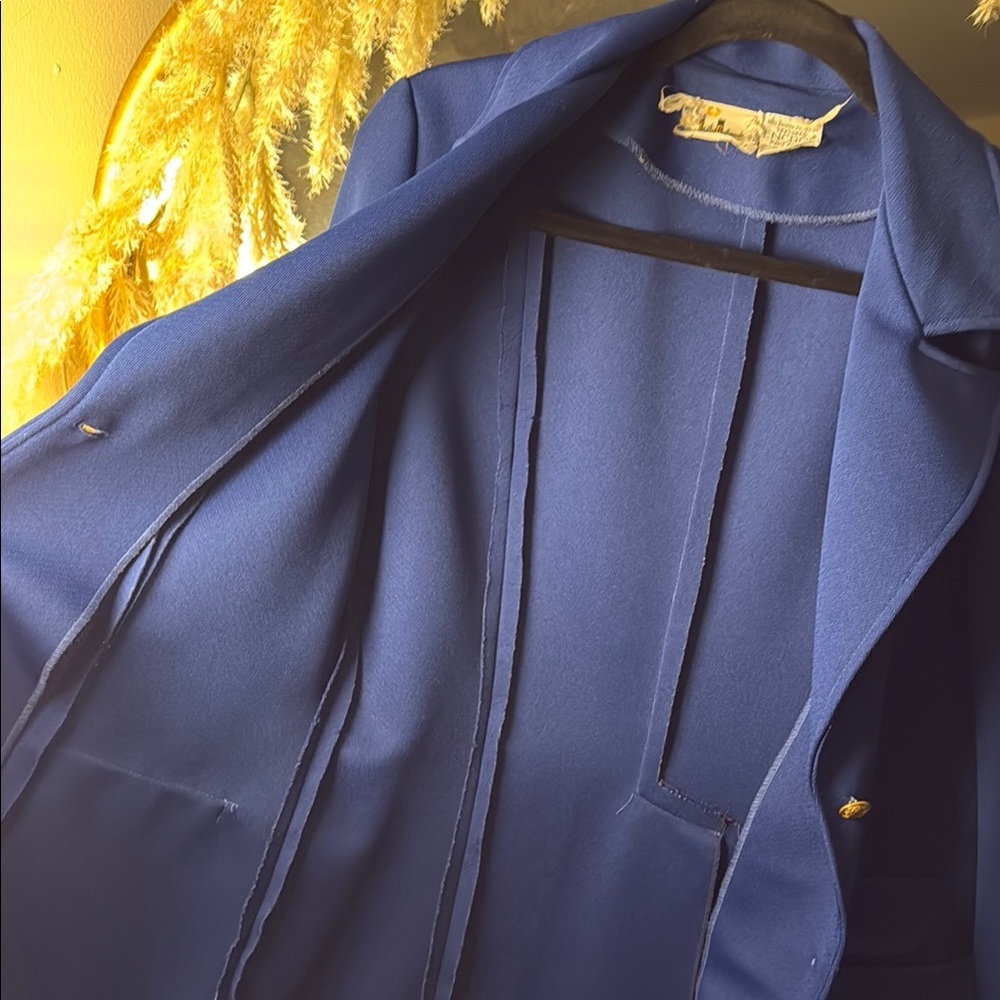Blue Women's Knit Blazer with Gold Buttons - Picture 6 of 6